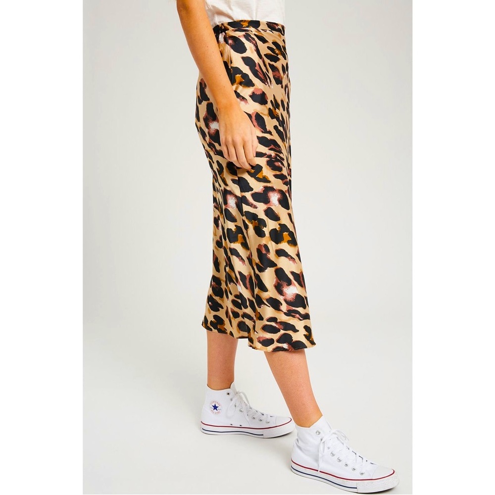 Midi Length Satin Finish Skirt